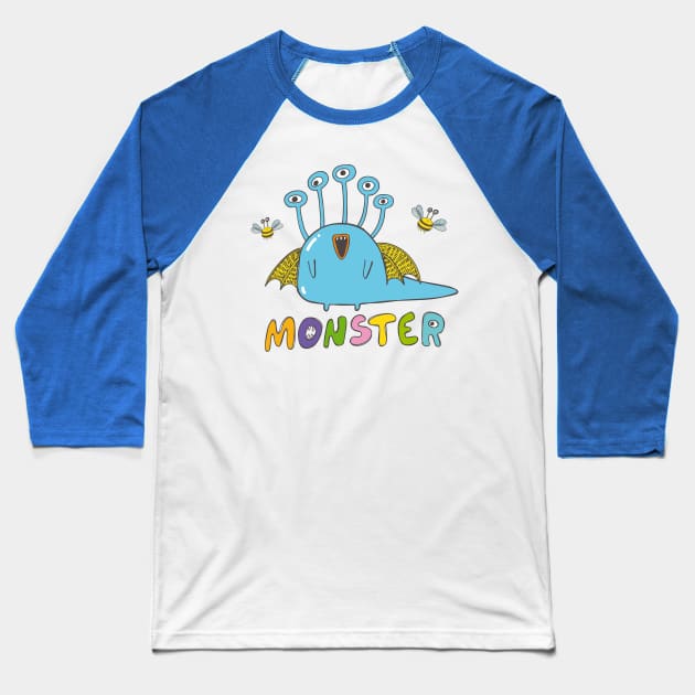 Alfred the Five-eyed Monster Baseball T-Shirt by KOTOdesign